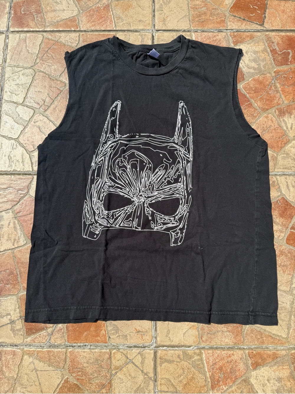 Anvil Black Tank Top with White Bat Graphic